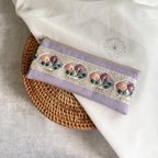 作品インド刺繍×帆布/フラットタイプ ペンケース・ペンポーチ