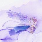 作品[咲舞紫色_藤の花髪飾り]▷アメジスト×紫染シルクリボン組紐◁水彩ジュエリー