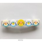 作品5羽のセキセイインコ(ホワイト) バレッタ