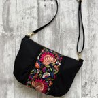 作品インド刺繍リボンと帆布のショルダー◇vividoriental Black 2