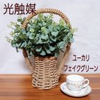 作品ユーカリ フェイクグリーン 光触媒  観葉植物  人工観葉植物 造花３本セット