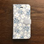 作品iPhone 手帳型ケース Floral グレー