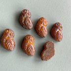 作品【2コセット】JIRI＊IVANA#czech beads#チェコビーズ　owl17✖️15㍉ orange oak picasso