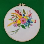 作品花束壁掛け刺繍(直径20cm)