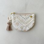 作品petit pouch/インド刺繍生地のプチポーチ