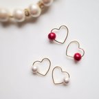 作品新色追加＊Heart＊Pearlコットンパールの一粒ピアス / 樹脂イヤリング変更可