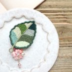 作品【桜の葉】2way刺繍ブローチ 【cherry leaf】