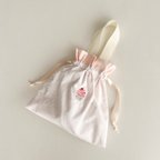 作品drawstring bag【S】／ フラワー ミルキーピンク