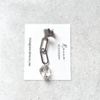 作品天然石 クリスタル(水晶)× cable chain  earcuff 片耳 サージカルステンレス イヤーカフ