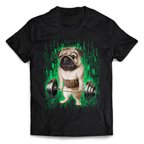 作品半袖Tシャツ パグ 犬  筋トレ 筋肉 ウエイトリフティング ジム サイバー by FOX REPUBLIC