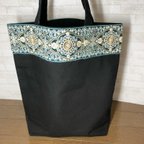 作品深緑のインド刺繍トートバッグ(ブラック)