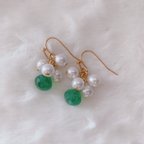 作品天然石✨グリーンストロベリークオーツ💚ピアス、イヤリング