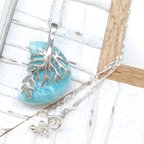 作品☽☽ Sea larimar moon necklace All silver925 ☾☾ 超ハイクオリティお月様ラリマー