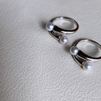 作品akoya  baby double pearl ring   SV925