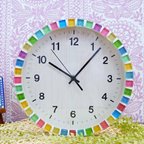 作品【電波時計】sakuraドロップガラスタイルの壁掛け時計