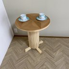 作品木製丸型サイドテーブル【寄木装飾※寄木細工】【受注製作販売】