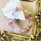 作品ピンクトルマリンランプ玉の開花ブレスレット⭐︎天然石ブレスレット