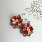 作品《紅小花》赤一輪❤︎ つまみ細工のピアス イヤリング