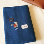 作品アメリカンレトロな手刺繍のブックカバー『トイレのくまちゃん』[文庫本・単行本・ハードカバー・手帳]