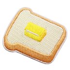 作品ワッペン トースト 食パンとバター 食べ物系 かわいい刺繍パッチ シール兼アイロン接着 説明書（日本語）付き