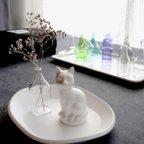 作品白猫のアロマストーン ■ 骨董ガラス専門店の看板猫 ■ お好きな花器を選んで注文できる