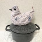 作品可愛い鳥さんの形の鍋つかみ  ミナペルホネン choucho  ルクルーゼやストウブに