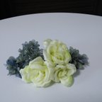 作品紫陽花と薔薇の髪飾り　