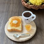 作品ミニチュアフード  山形パンオレンジママレードバタートーストとコーヒー