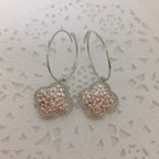 作品☆キラキラ花型ピアス☆ピンク