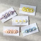 作品3連デイジーの布花ベビーヘアバンド🌼　出産祝い　ひな祭り　雛祭り　お宮参り　結婚式　お呼ばれ　夏祭り　浴衣　和装　袴　子供　髪飾り　100日祝い　百日祝い　ハーフバースデー　お食い初め　撮影