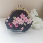 作品手刺繍がま口「桜🌸」