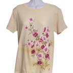 作品さわやか秋桜　手染め京友禅Tシャツ　コスモス　ベージュ