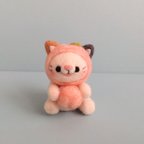 作品【セール1300円→1000円】羊毛フェルト☆桃ねこちゃん