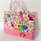 作品◆お買得品◆【入園入学】動物さんのかわいいレッスンバッグ☆ピンク☆おけいこ☆アップリケ☆チャーム付き☆こだわり縫製☆丈夫☆世界にひとつ☆