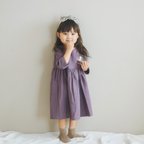 作品《80〜130cmオーダー可》 パープルのナチュラルワンピース 女の子 おしゃれ かわいい 大人っぽい 子供服 ダブルガーゼ 無地