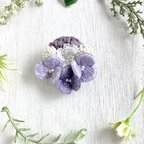 作品刺繍花のブローチ　紫色