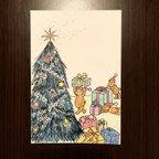 作品『クリスマスにむけて』 手書きイラスト  ポストカード