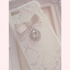 作品Princess　Jewel♡　プリンセスジュエルリボンビジューiphonecase(ホワイトレースケースタイプ)　 ☆オーダー商品☆