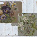 作品【iphone】Antique flower アンティーク植物図鑑 手帳型スマホケース
