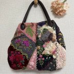 作品パッチワーク毛糸刺繍バック