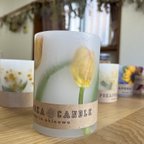 作品〜natural yellow tulip〜　　：LEDライト付き　キャンドルホルダー　ボタニカルソイキャンドル　プレゼント・ギフト・インテリアにも　チューリップ　春　ナチュラルデザイン