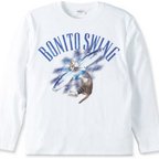 作品おもしろねこプロレス長袖Tシャツ「BONITO SWING」