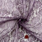 作品【お値打ち】　ラッセルレース生地　紫　（約150ｃｍ×約50ｃｍ）　【ハンドメイドのための小さな布】　la820