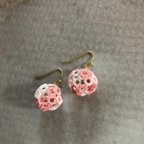 作品タティングレース  お花玉ピアス     ＊pink gradation＊