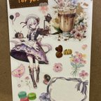 作品ポストカード スイーツ チョコレート 女の子 メイド メッセージカード コラージュ