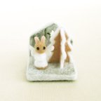 作品ウサギの天使(茶)　（ミニチュア クリスマス）