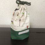 作品【コップ&歯ブラシ袋】シンプルな虫柄の茶巾袋