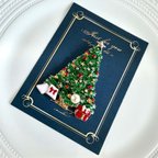 作品アコヤ真珠！キラキラクリスタルのクリスマスツリーのマグネットブローチ