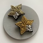 作品ビーズ刺繍　星ブローチ