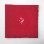 作品【薔薇】 手刺繍のリネンハンカチ ＊幸せを呼ぶモチーフハンカチ＊